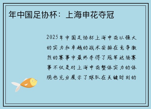 年中国足协杯：上海申花夺冠